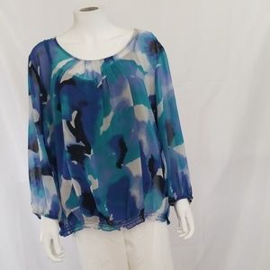 Blue/Black/White Top